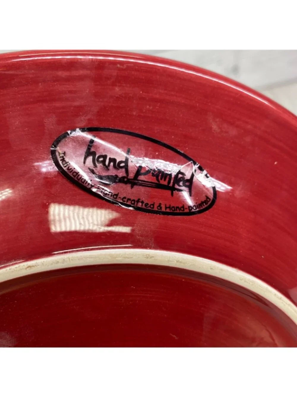Tabletops AVELLINO CABERNET Hand Painted Red Earthenware Dinner Plates Set 2 NEW